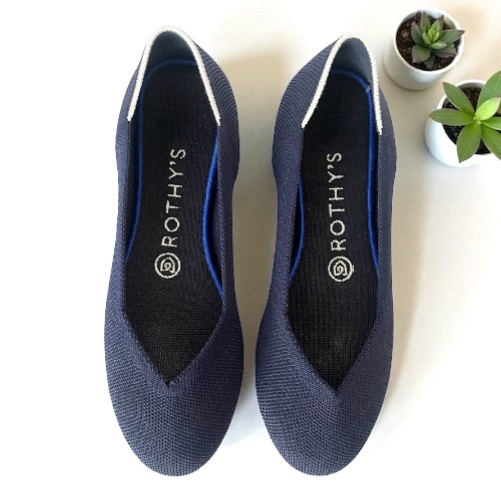 Rothy's The Flat Round Toe Ballet Flats Navy Blue 7
